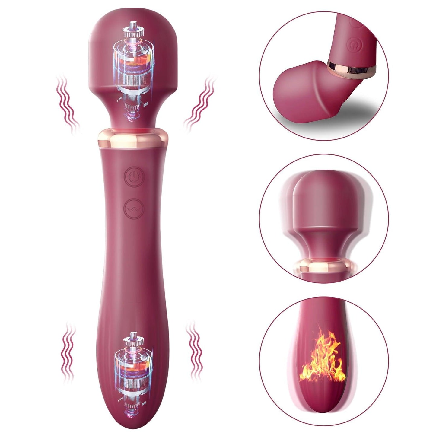 10 Vibrating Double-headed Heating Vibrator Female Wand Massager - propinkup