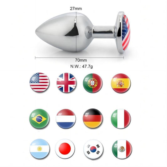 World Cup Flag Glass Rhinestone Anal Plug Aluminum Alloy Expansion Stainless Steel Butt Plug Adult Sex Toys - propinkup