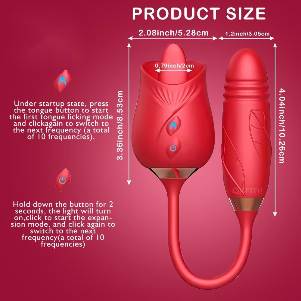 Clitoral Tongue Licking Rose Vibrator Vibrating Thrusting Vaginal & Anal Dildo Vibrators Woman Sex Toy - propinkup