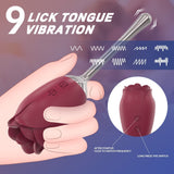 Rose Vibrator with 9 Vibrating & 9 Tongue Licking Modes - propinkup