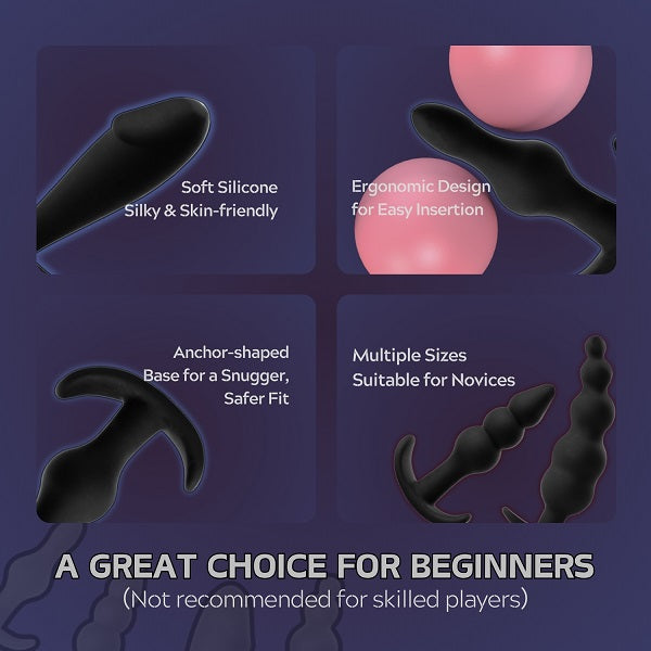 4PCS Silicone Anal Plug Wearable Butt Plugs Anal Training Beginners Set