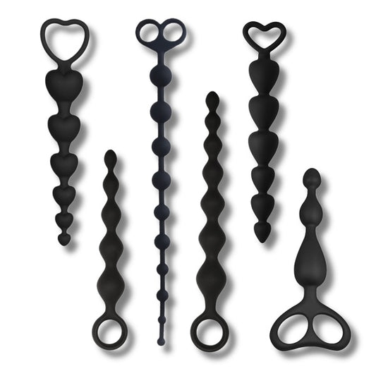 6 PCS Combo Set Anal Plug Anal Beads Variant Bead Shape Combination Adult Sex Toys for Anal Training