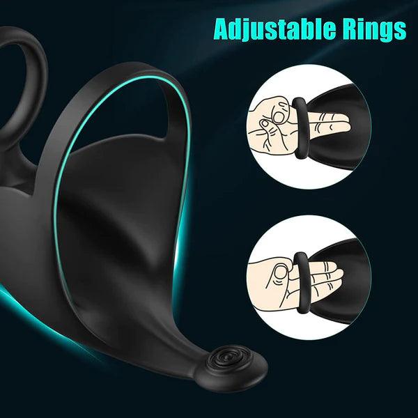 3 in 1 Vibrating Wrapped Scrotum Cock Ring - propinkup