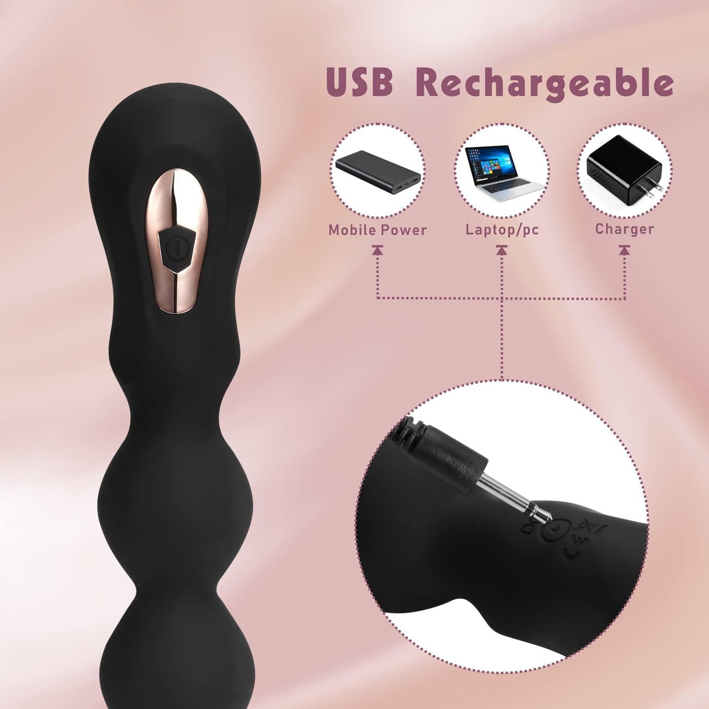 7 Frequency Vibration Anal Beads Graduated Design Butt Plug G-Spot Vibrator Sex Toy for Man & Woman - propinkup