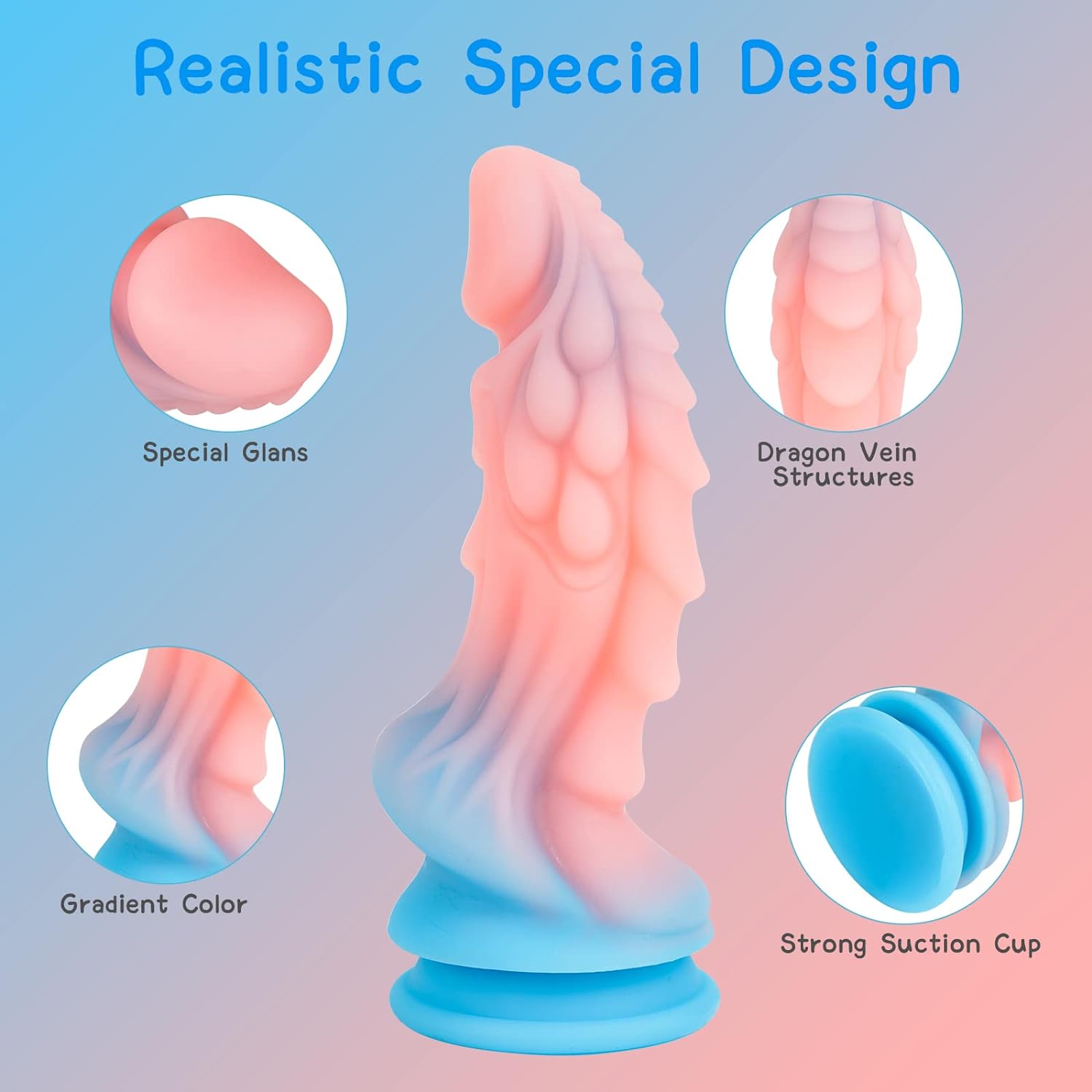 8.66in Monster Dildo Thick Dragon Fantasy Dildos Silicone Anal Plug with Strong Suction Cup Adult Sex Toy