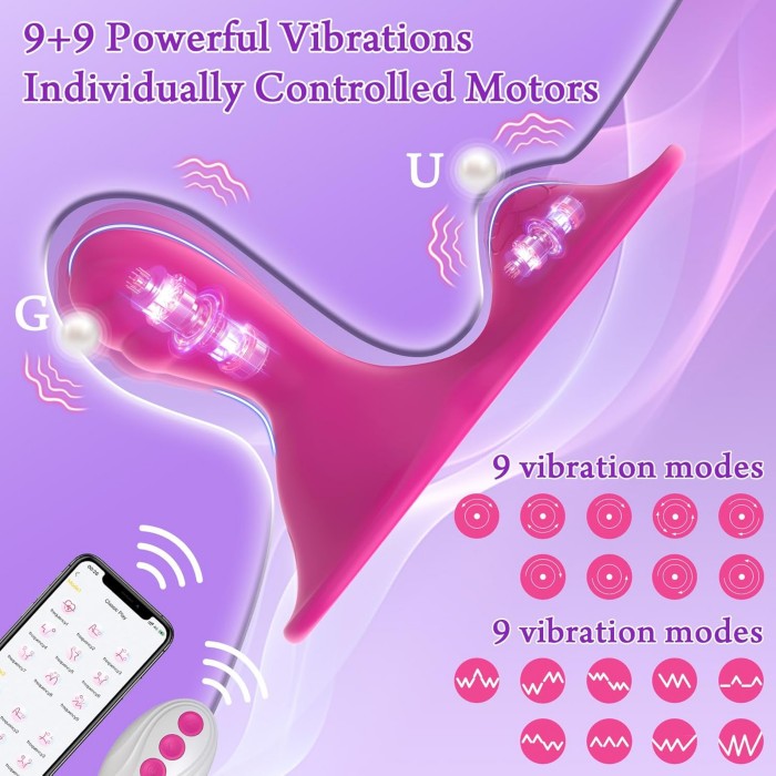 APP Remote Control Wearable Panty Vibrator Sit & Ride Clit Anal G-Spot Vibrators with 9+9 Vibrating Modes