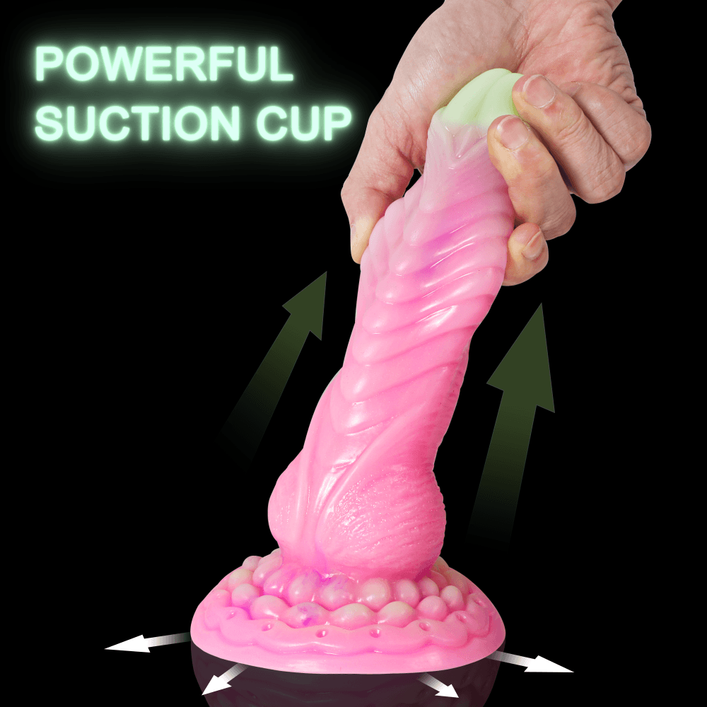 Fluorescent Silicone Monster Dildo Mixed Color Anal Plug with Strong Suction Cup - propinkup