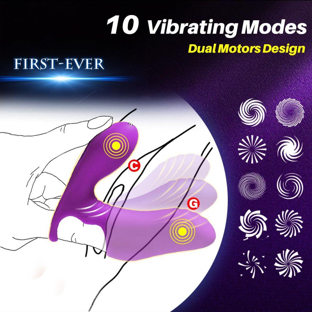 Dual Motors Finger Vibrator G spot Clitoris Stimulator for Couples Women Adult Sex Toys - propinkup