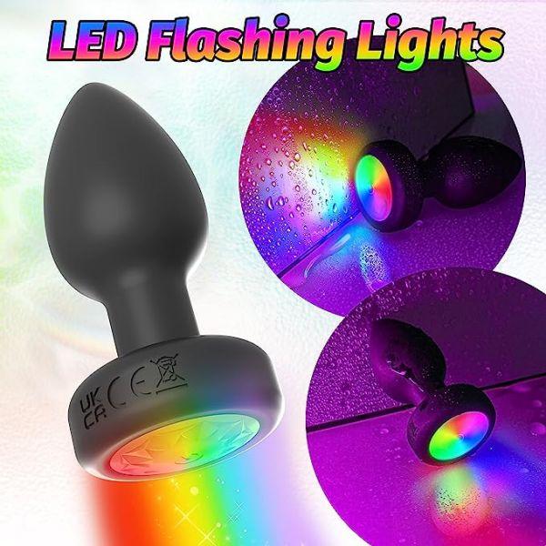 7 Vibrating LED Flashing Lights Anal Plug with Remote Controller - propinkup