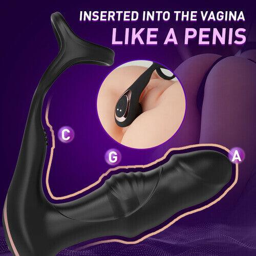 9 Wiggling & Swaying & Vibrating Prostate Massager with Cock Ring - propinkup