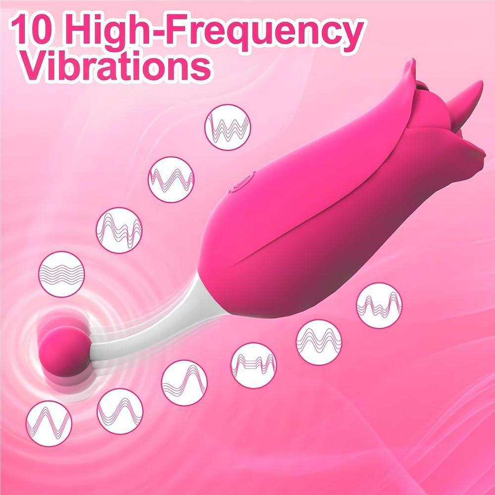 2 IN 1 Licking & High-Frequency G-Spot Rose Vibrator - propinkup