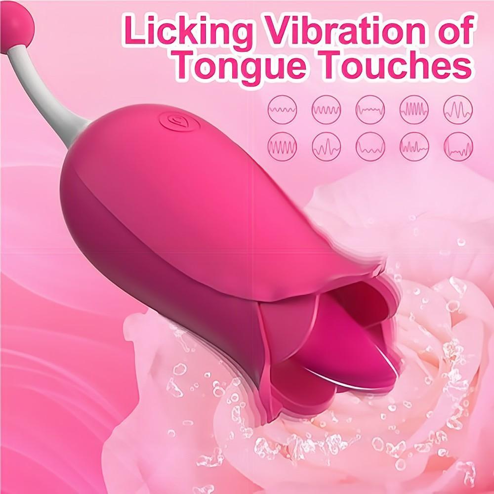 2 IN 1 Licking & High-Frequency G-Spot Rose Vibrator - propinkup