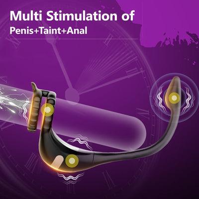 APP Control 3 in 1 Penis Cock Ring with Multi Stimulations Butt Plug Penis Vibrator - propinkup