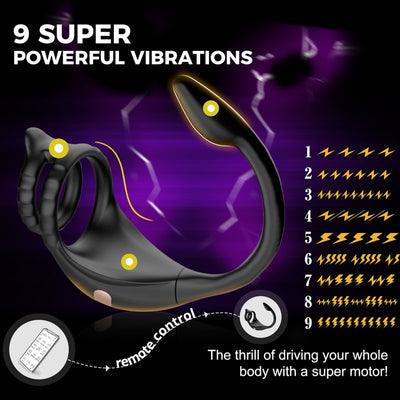 APP Control 3 in 1 Penis Cock Ring with Multi Stimulations Butt Plug Penis Vibrator - propinkup