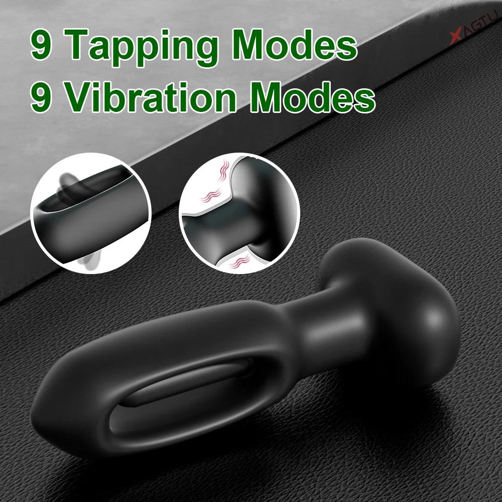 APP Control Butt Plug 9 Tapping 9 Vibrating Anal Plug Pointed Design Anal Vibrator Prostate Massager - propinkup