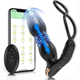 2 IN 1 Prostate Massager with 8 Thrusting 8 Vibration Modes Cock Ring Anal Vibrator