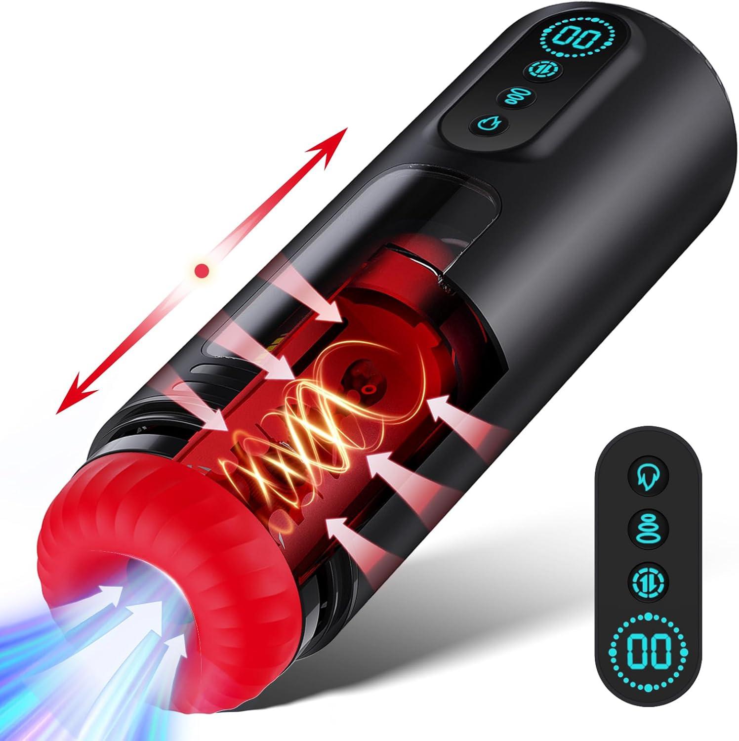 Automatic Male Masturbator 9 Vibrating Modes Male Heating Stroker LCD Display - propinkup