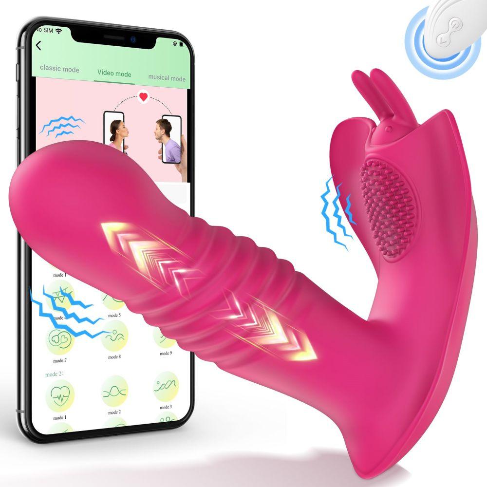 APP Control Butterfly Thrusting Vibrator Wearable Sex Toys for Woman G Spot Clitoris Stimulator - propinkup