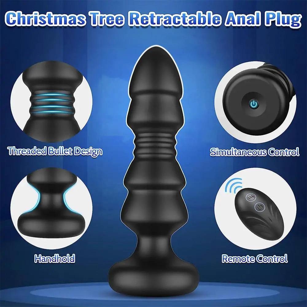 Chirstmas Tree Anal Plug Vibrator With 5 Vibrating & Thrusting Modes Prostate Massager Christams Gift - propinkup