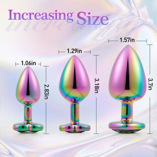 Felton Luxury Laser Color Diamond Base Anal Plug 3 Pcs Set - propinkup