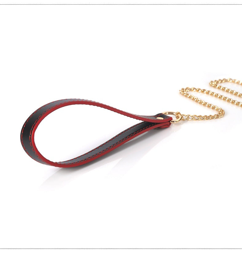 Fetish SM Adult Role Play Sex Toy Choker Pull Drag PU Leather