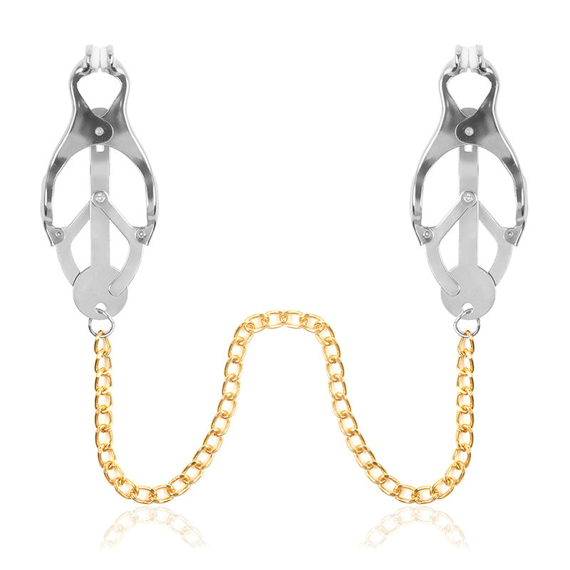 Fetish SM Nipple Clamps with Chain Butterfly Shape No Piercing