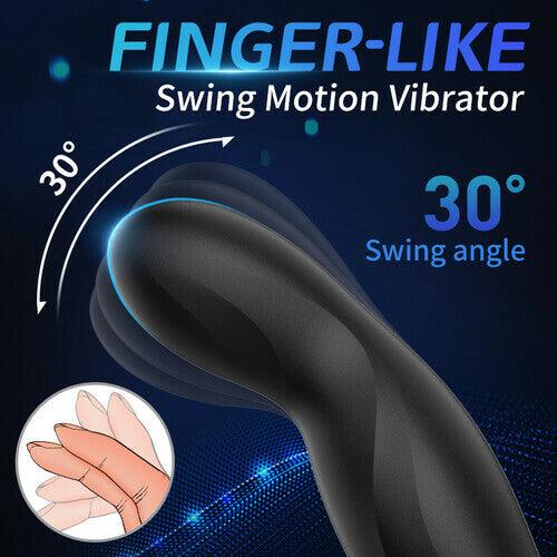 Finger-like Wiggle 9 Swing Vibrating Prostate Massager with Double Cock Ring - propinkup