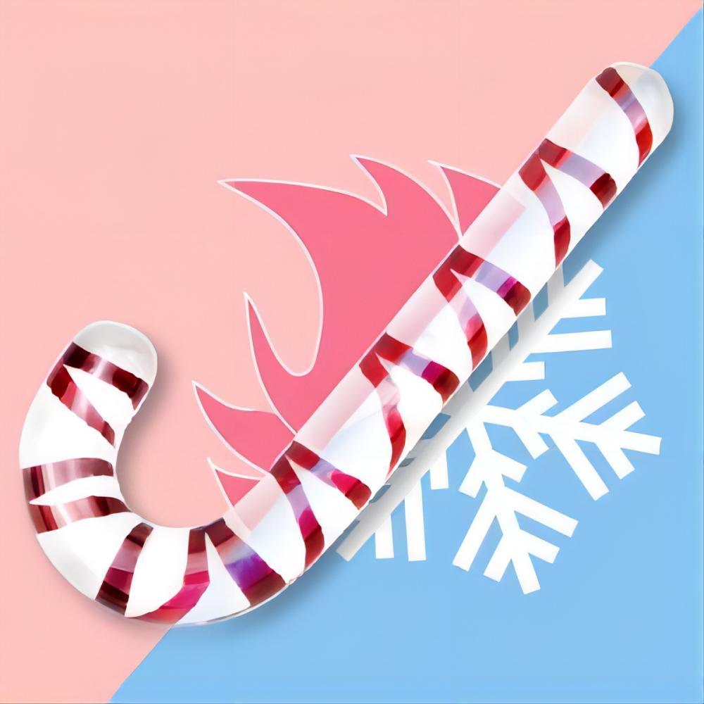 Chirstams Gift Double-end Butt Plug Glass Pleasure Wand Dildo Candy Cane Unisex Anal Butt Plug for Men Women - propinkup