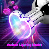 Heart Light Up APP Control Anal Plug 9 Vibration Modes Stainless Steel Anal Vibrator - propinkup