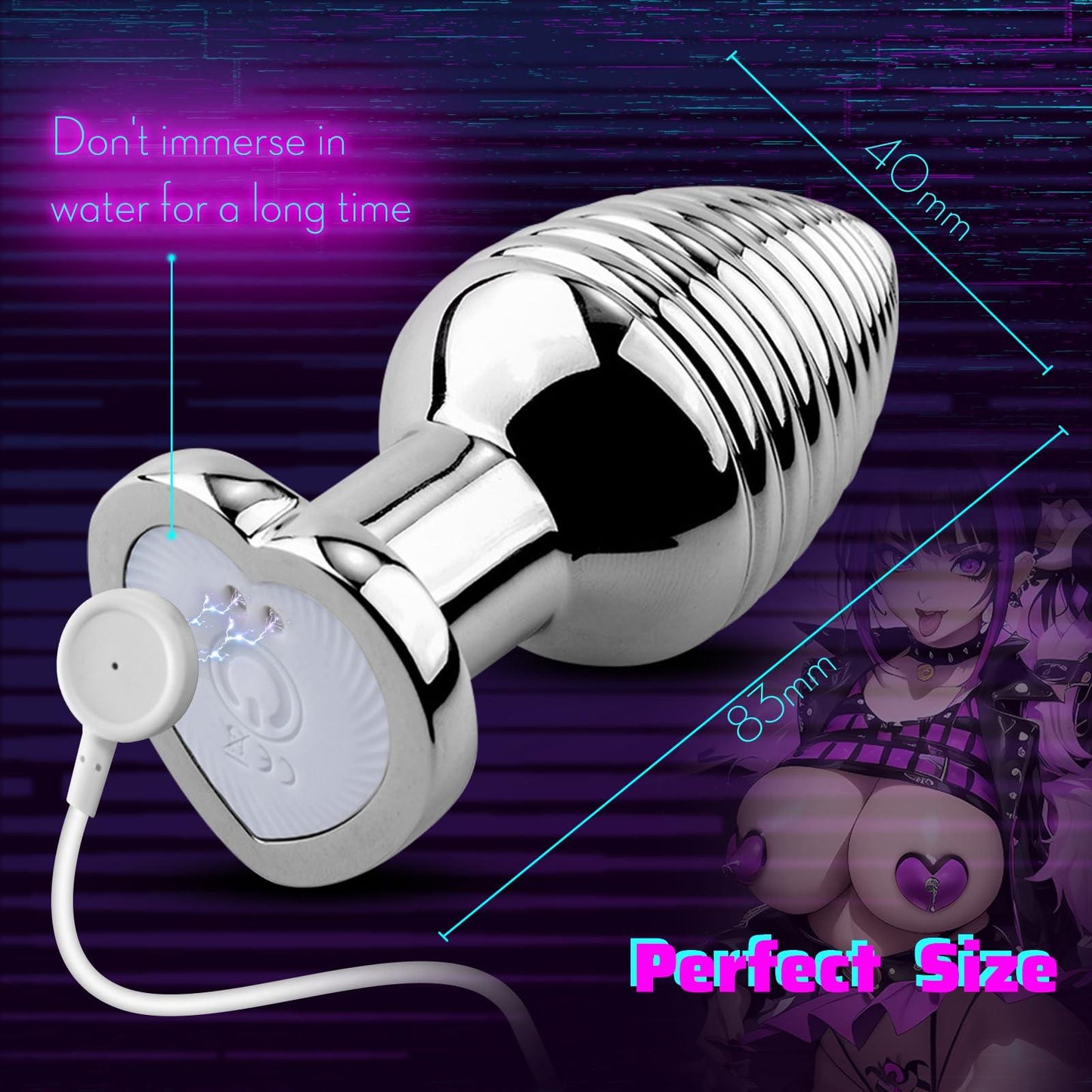 Heart Light Up APP Control Anal Plug 9 Vibration Modes Stainless Steel Anal Vibrator - propinkup