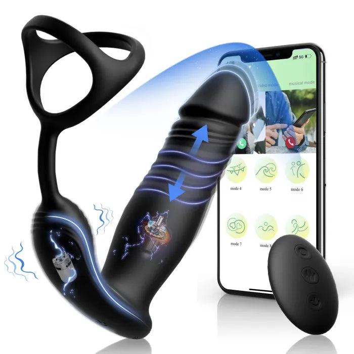 Male Prostate Massager with Cock Ring App & Remote Control 6 Vibrating Modes Anal Vibrator Sex Toys - propinkup