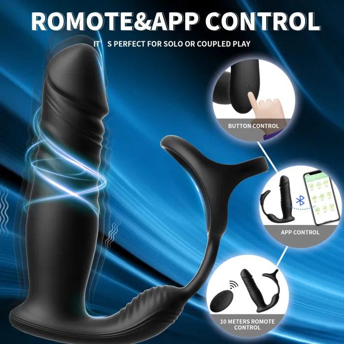 Male Prostate Massager with Cock Ring App & Remote Control 6 Vibrating Modes Anal Vibrator Sex Toys - propinkup