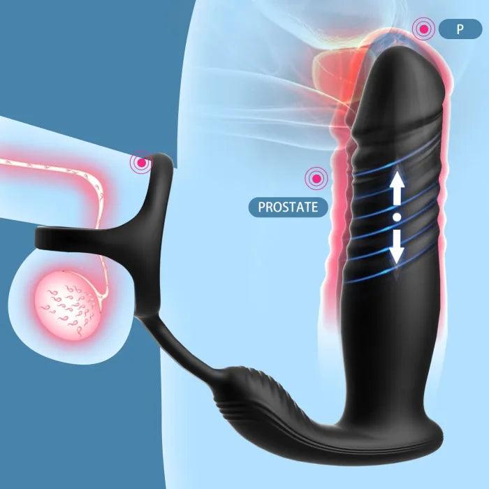 Male Prostate Massager with Cock Ring App & Remote Control 6 Vibrating Modes Anal Vibrator Sex Toys - propinkup