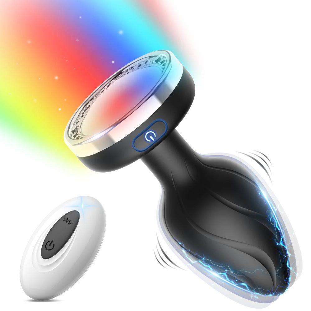 Ingrid LED Butt Plug 10 Vibration Mode Anal Plug 10 Colorful Light Porstate Masager - propinkup