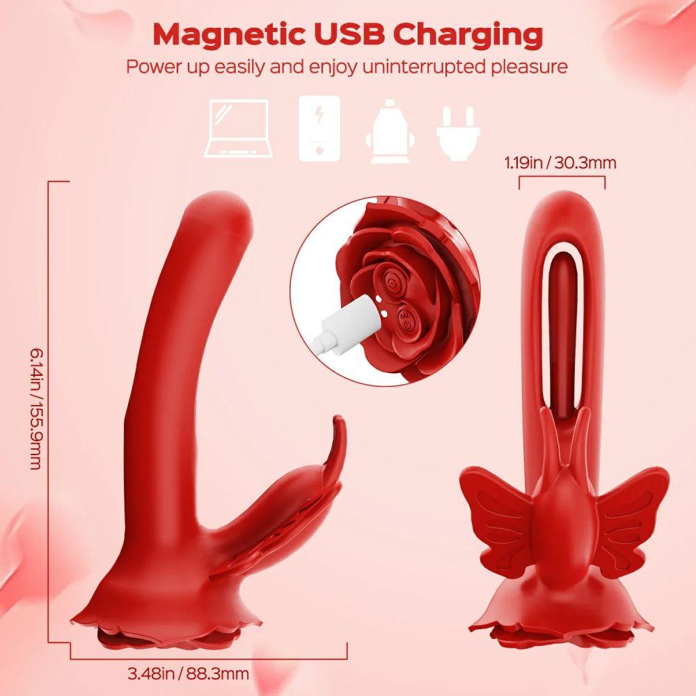 Layla - Rosy Butterfly Flapping G-spot Vibrator Clit Stimulator - propinkup