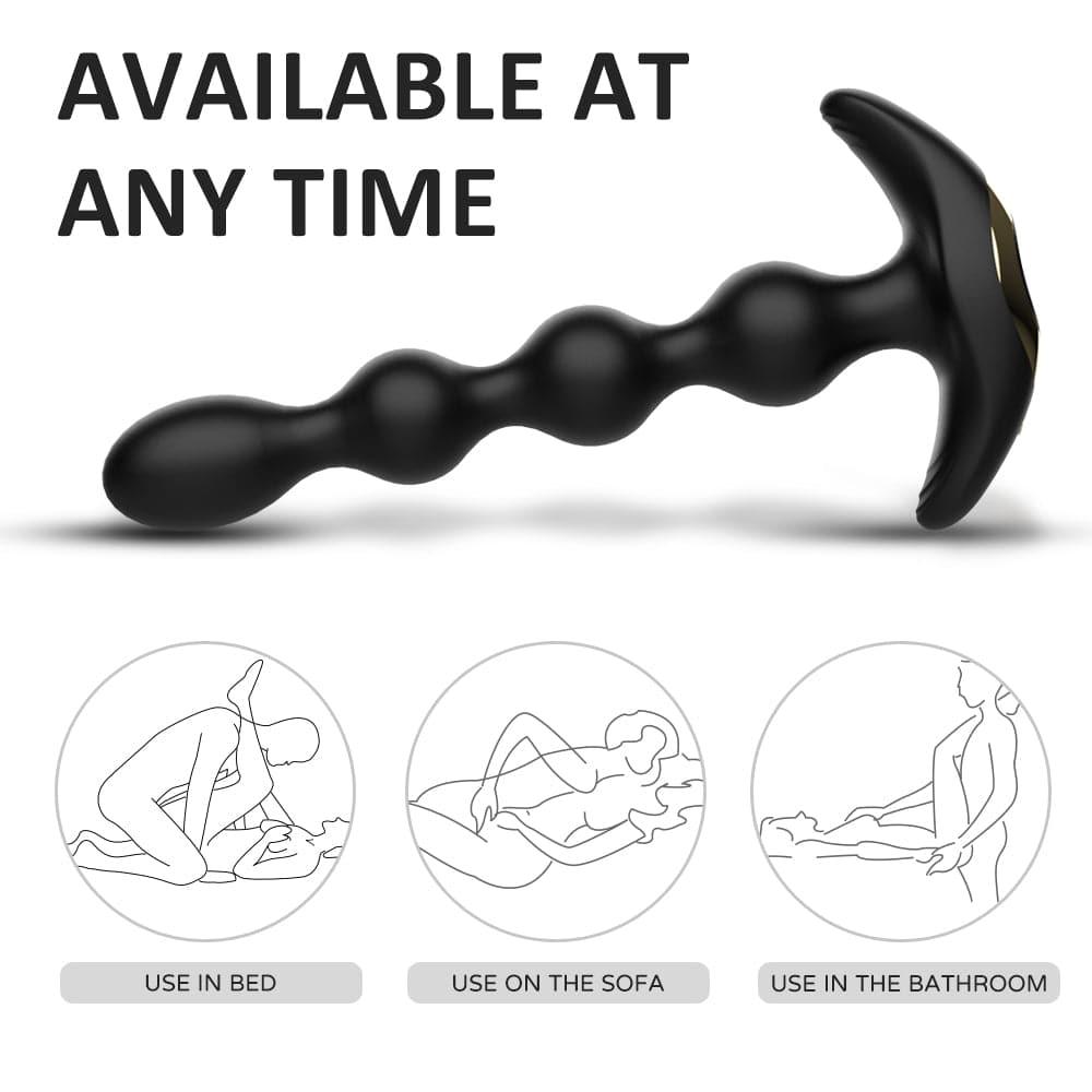 Male Wireless Remote Control Anal Plug 9 Vibration Modes With Rotation Anal Beads Bendable Butt Plug - propinkup