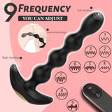 Male Wireless Remote Control Anal Plug 9 Vibration Modes With Rotation Anal Beads Bendable Butt Plug - propinkup