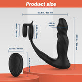 Thrusting Prostate Massager Remote Control Anal Vibrator Butt Plug with Dual Cock Ring - propinkup