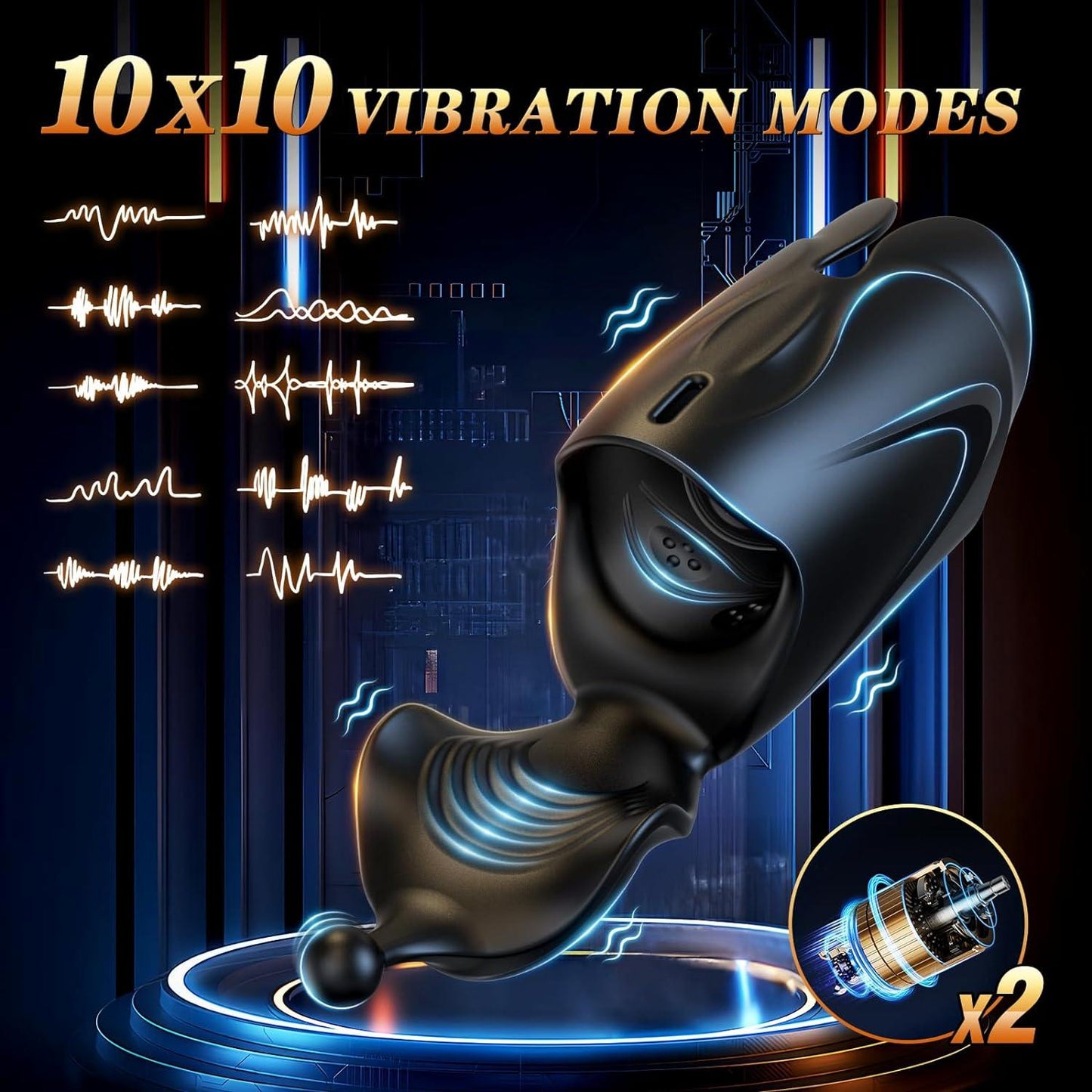 Penis Vibrator 2-Motor Penis Glans Training 10-Vibration Modes Penis Sleeve Male Masturbation Cup - propinkup