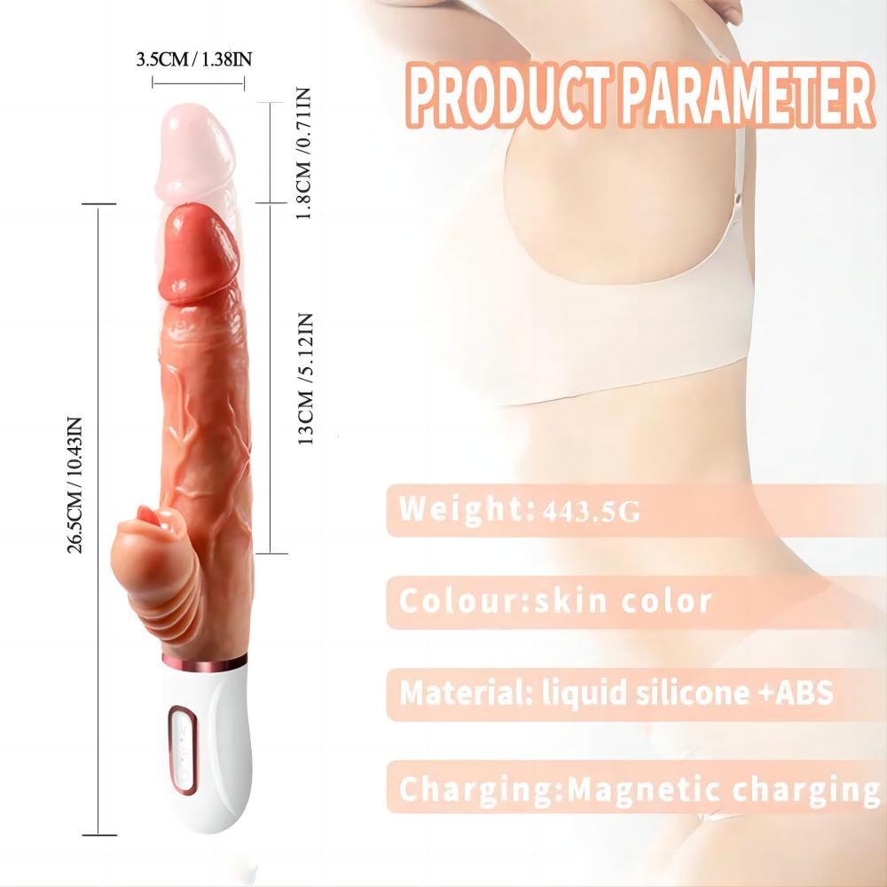 4 in 1 Realistic Dildo Machine with 12 Vibrating 2 Thrusting Tongue Licking & Heating - propinkup