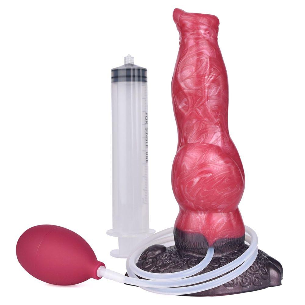 Realistic Squirting Silicone Dog Dildo with Knot and Suction Cup 8 inch Canine Dildos K9 - propinkup