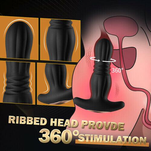 Ribbed Head 7 Thrusting 7 Vibration Anal Prostate Massager - propinkup