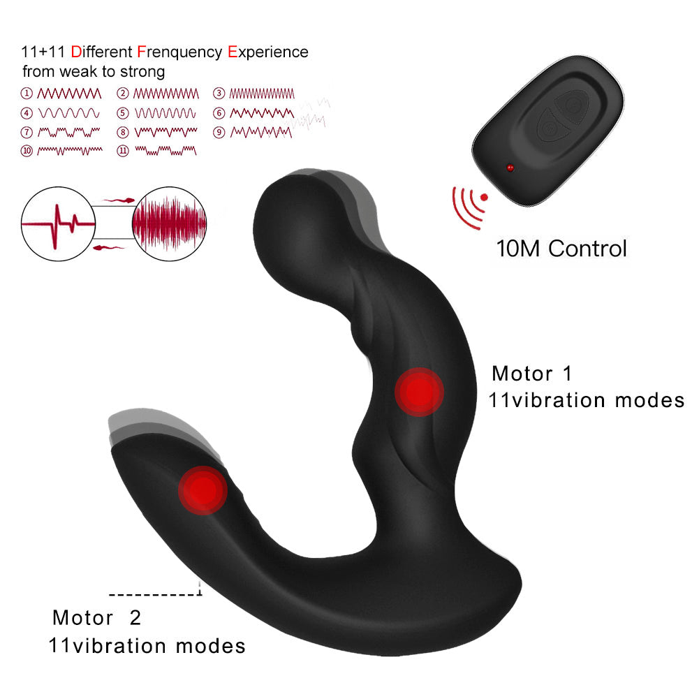 Soft And Bendable Head Anal Plug Double Motors 11 Speeds Vibration Modes Prostate Massager - propinkup