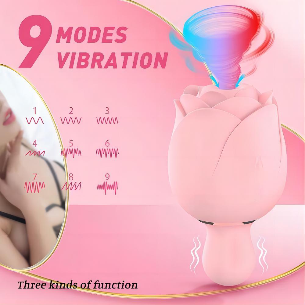 Sucking Virbrator with 9 Vibrating & 9 Flapping Modes Rose Vibrator for Women - propinkup