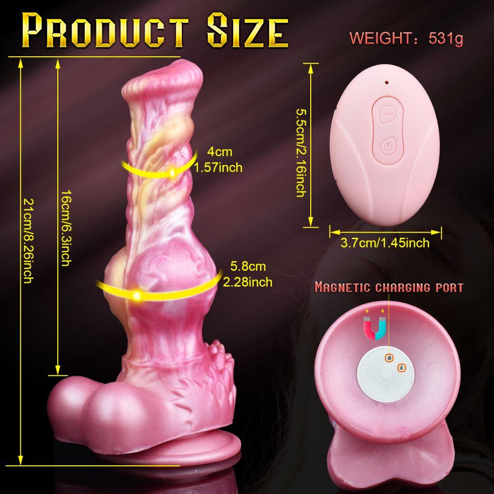 Thursting Dog Dildo Remote Control Wolf Dildos with Big Knot Canine Animal Vibrator 8.26'' - propinkup