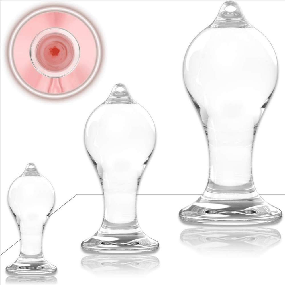 Transparent 3 Pieces Anal Plugs Trainer Kit with Round Tip Butt Plugs - propinkup