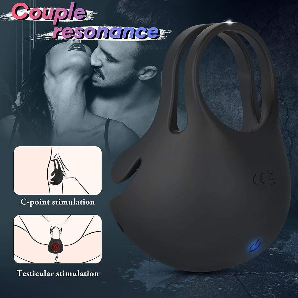 S-HANDE 1.29-Inch 9-Speed Vibrating Penis Ring with Testicles Teaser - propinkup