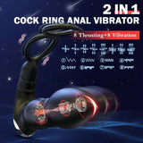 2 IN 1 Prostate Massager with 8 Thrusting 8 Vibration Modes Cock Ring Anal Vibrator - propinkup