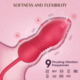 Rose Vibrator for Woman - 3 in 1 Clitoral Stimulator Tongue Licking Thrusting G Spot Dildo Vibrator with 9 Modes - propinkup