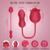 Rose Vibrator for Woman - 3 in 1 Clitoral Stimulator Tongue Licking Thrusting G Spot Dildo Vibrator with 9 Modes - propinkup